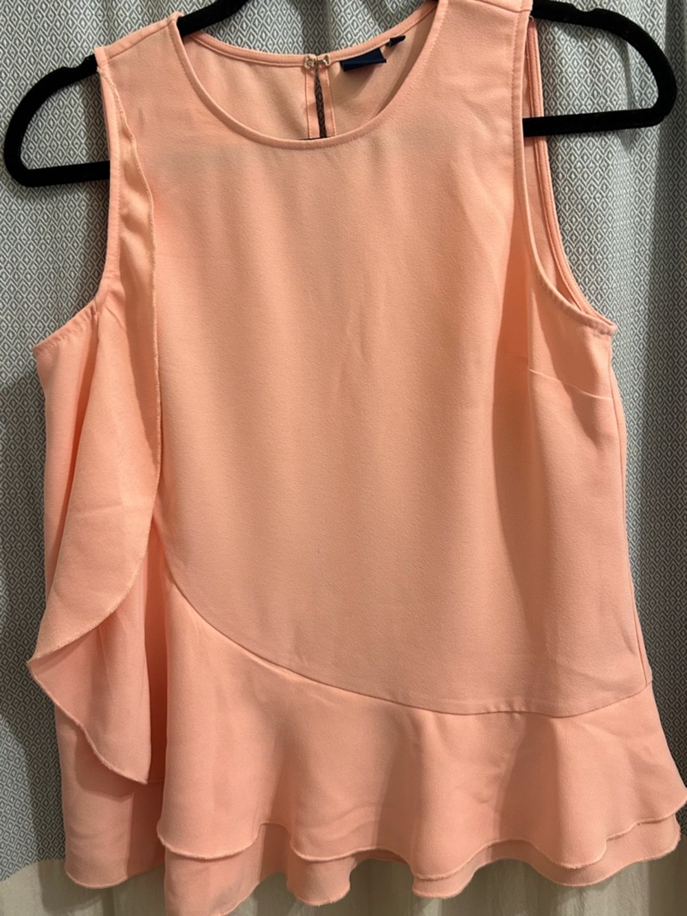 Kaari Blue Peach Shell Top with Subtle Ruffle